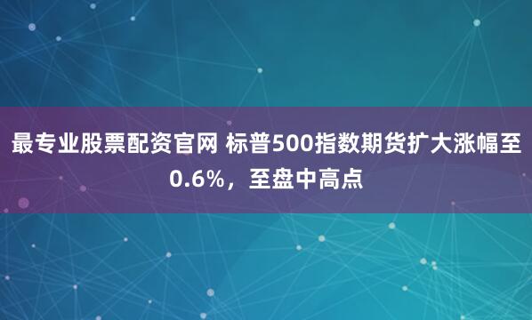 最专业股票配资官网 标普500指数期货扩大涨幅至0.6%，至盘中高点